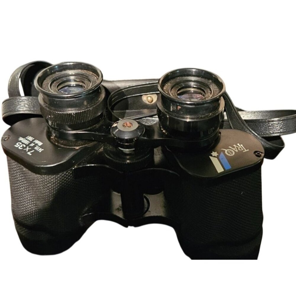 Vintage TRAQ 7x35 Binoculars W/Case‎ & Strap